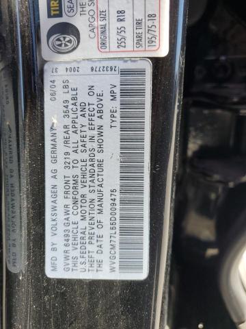 WVGCM77L55D009475 - 2005 VOLKSWAGEN TOUAREG 4.2 BLACK photo 13