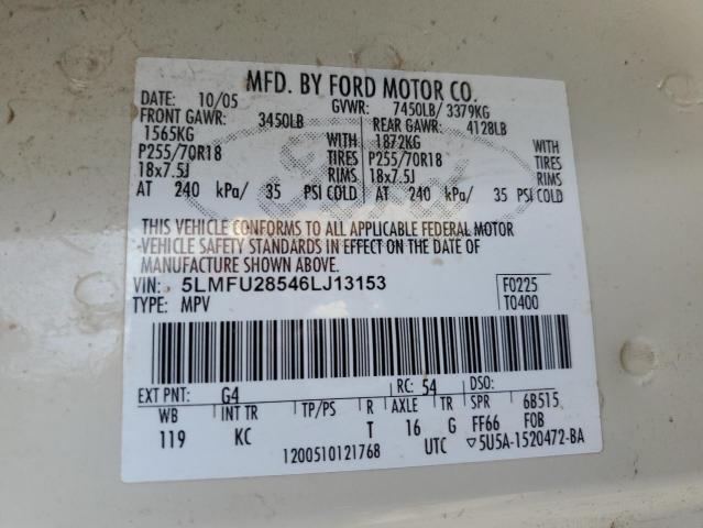 5LMFU28546LJ13153 - 2006 LINCOLN NAVIGATOR თეთრი ფოტო 13