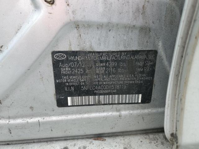 5NPEC4AC0DH578119 - 2013 HYUNDAI SONATA SE SILVER photo 12