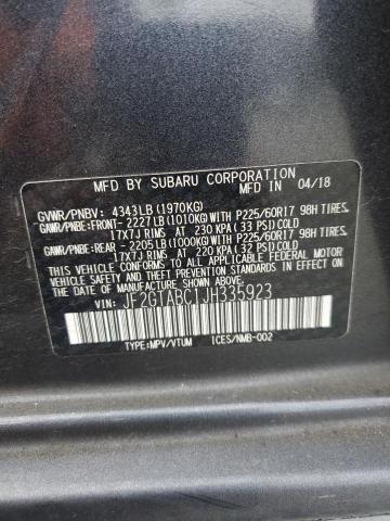 JF2GTABC1JH335923 - 2018 SUBARU CROSSTREK PREMIUM Темно-сірий фото 13