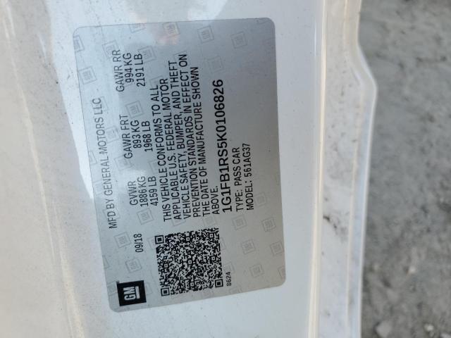 1G1FB1RS5K0106826 - 2019 CHEVROLET CAMARO LS 白色 照片 12