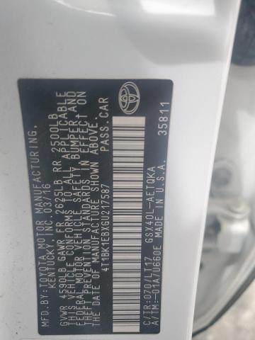 4T1BK1EBXGU217587 - 2016 TOYOTA AVALON XLE WHITE photo 12