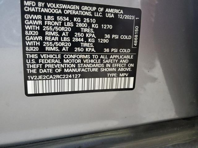 1V2JE2CA2RC224127 - 2024 VOLKSWAGEN ATLAS CROS SE Argent photo 13