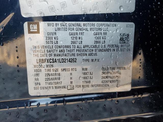 LRBFXCSA1LD214262 - 2020 BUICK ENVISION ESSENCE CHARCOAL photo 12