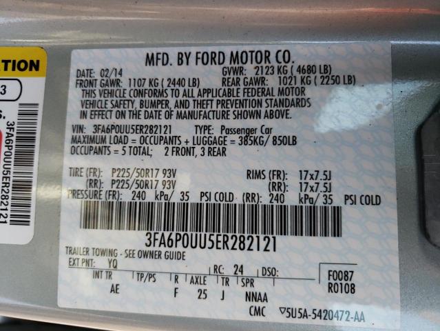 3FA6P0UU5ER282121 - 2014 FORD FUSION S HYBRID TURQUOISE photo 12