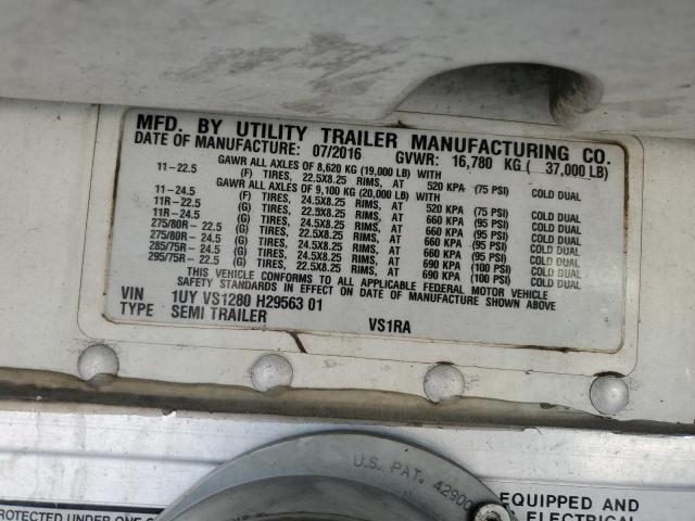 1UYVS1280H2956301 - 2017 UTILITY REEFER WHITE photo 10