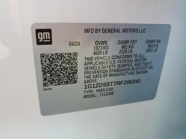 1G1ZD5ST7RF206340 - 2024 CHEVROLET MALIBU LT თეთრი ფოტო 13