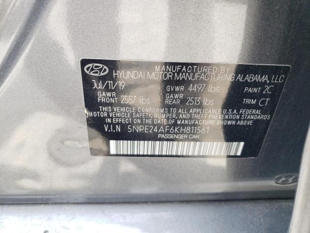 5NPE24AF6KH811561 - 2019 HYUNDAI SONATA SE Сұр фото 12