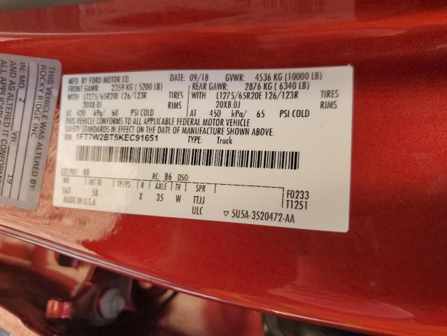 1FT7W2BT5KEC91651 - 2019 FORD F250 SUPER DUTY RED photo 13