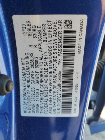 2HGFC2F86MH526095 - 2021 HONDA CIVIC SPORT ლურჯი ფოტო 13