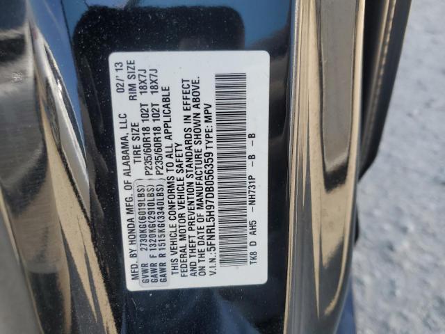 5FNRL5H97DB056359 - 2013 HONDA ODYSSEY TOURING შავი ფოტო 13