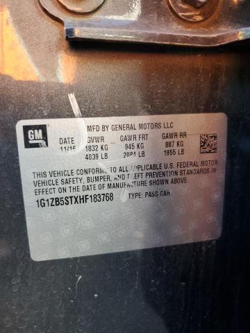 1G1ZB5STXHF183768 - 2017 CHEVROLET MALIBU LS 灰色 照片 12