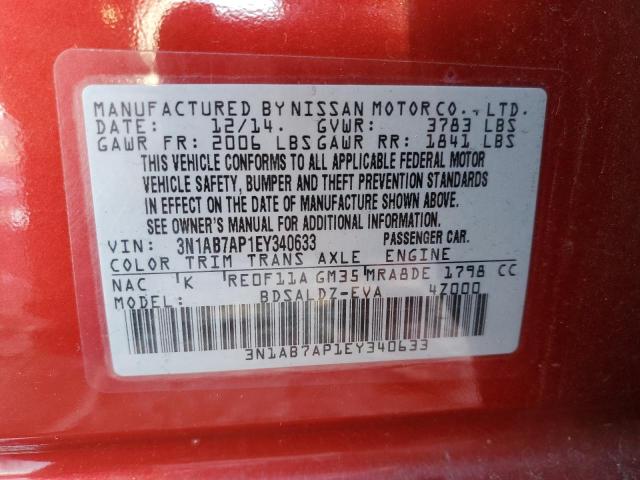 3N1AB7AP1EY340633 - 2014 NISSAN SENTRA S BURGUNDY photo 12