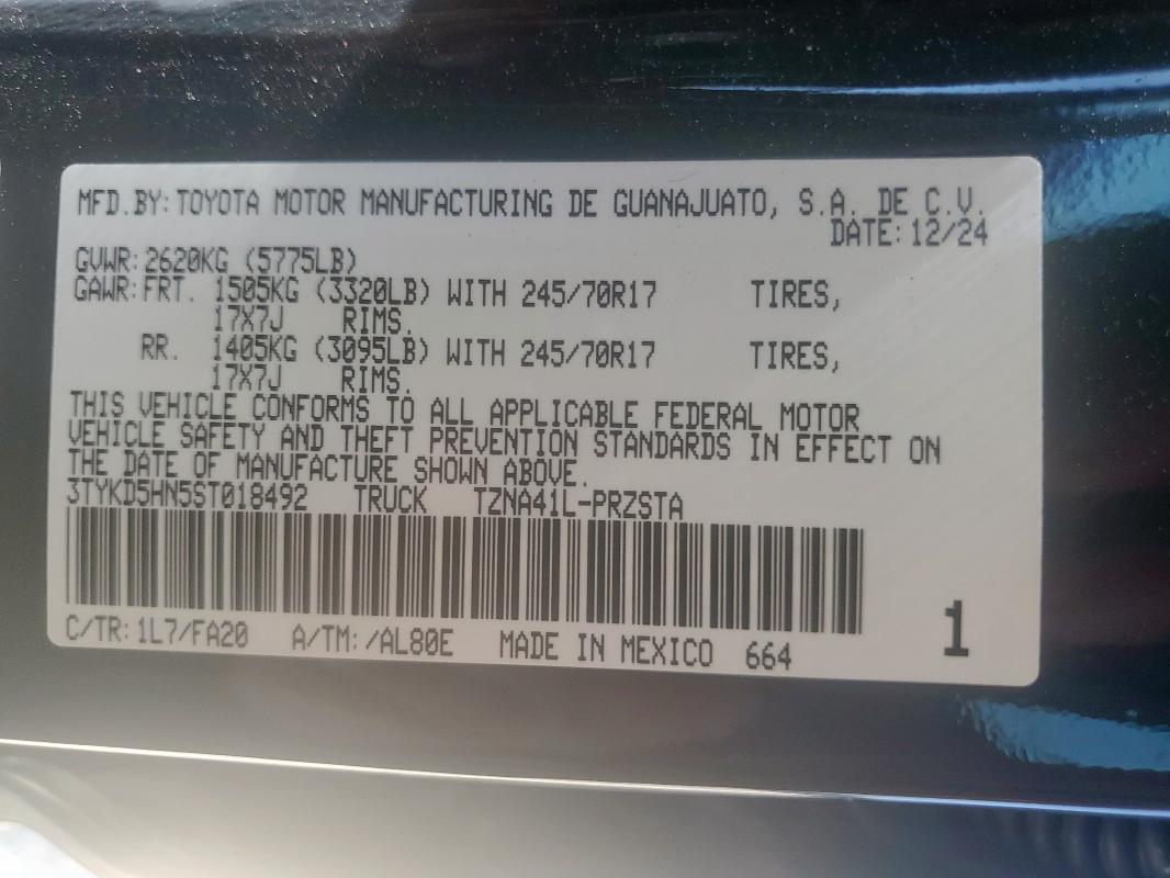 3TYKD5HN5ST018492 - 2025 TOYOTA TACOMA DOUBLE CAB GRAY photo 12