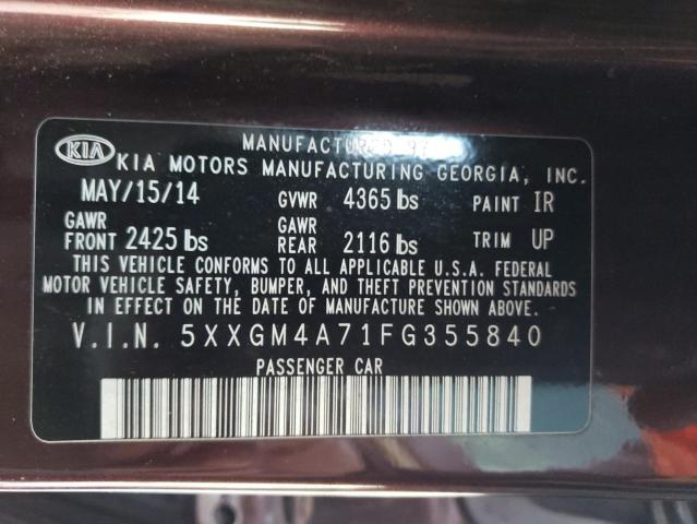 5XXGM4A71FG355840 - 2015 KIA OPTIMA LX MAROON photo 12