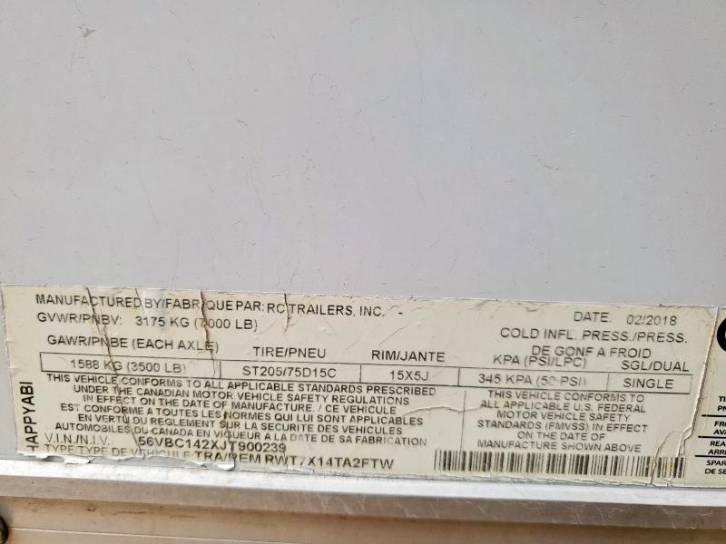 56VBC142XJT900239 - 2018 RC TRAILER თეთრი ფოტო 10