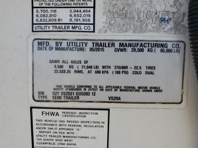 1UYVS2531GU539312 - 2016 UTILITY VS2RA Սպիտակ լուսանկար 10