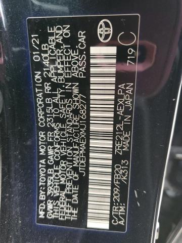 JTDEPMAEXMJ168277 - 2021 TOYOTA COROLLA LE Қара фото 12