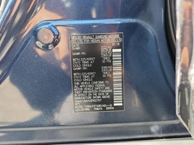 KNMAT2MV0GP611757 - 2016 NISSAN ROGUE S 蓝色 照片 13