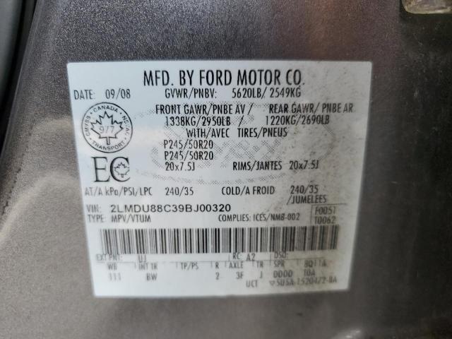 2LMDU88C39BJ00320 - 2009 LINCOLN MKX GRAY photo 13