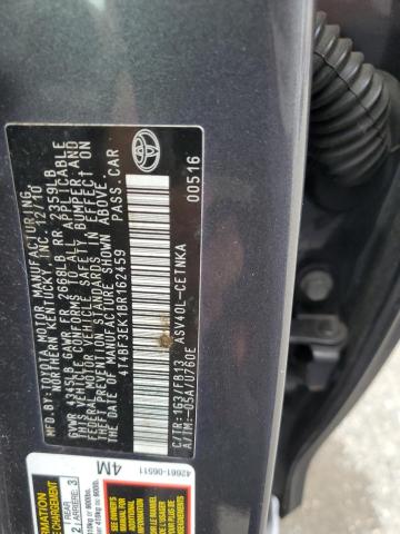 4T4BF3EK1BR162459 - 2011 TOYOTA CAMRY BASE GRAY photo 12