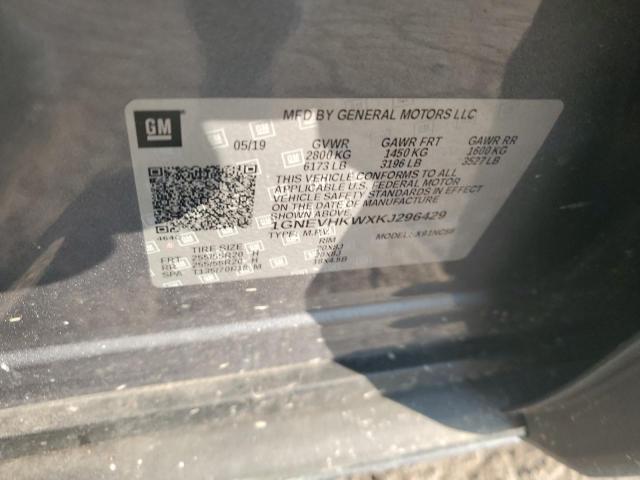 1GNEVHKWXKJ296429 - 2019 CHEVROLET TRAVERSE LT GRAY photo 12