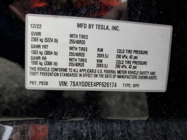 7SAYGDEE4PF626174 - 2023 TESLA MODEL Y Чорний фото 13