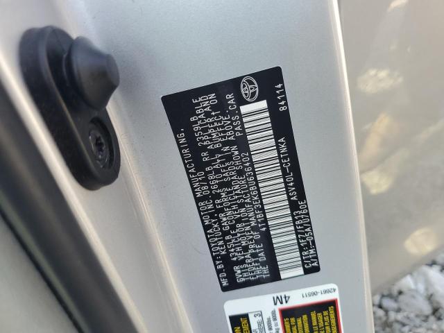 4T1BF3EK6BU636402 - 2011 TOYOTA CAMRY BASE SILVER photo 12