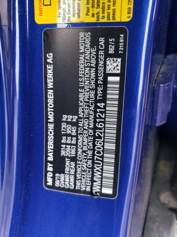 WMWXU7C06L2L61214 - 2020 MINI COOPER BLUE photo 12