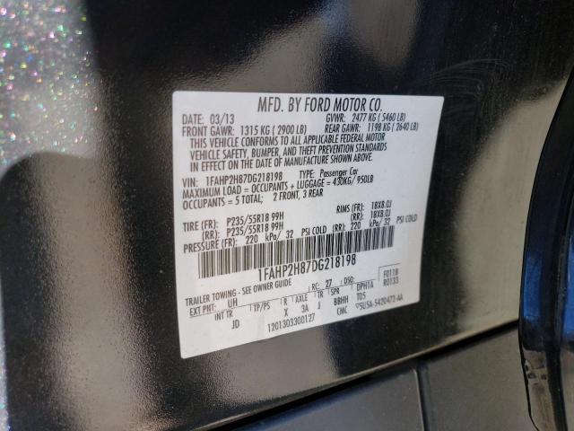 1FAHP2H87DG218198 - 2013 FORD TAURUS SEL BLACK photo 12