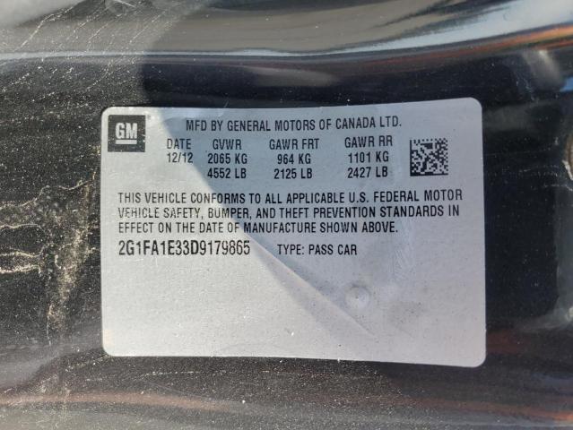 2G1FA1E33D9179865 - 2013 CHEVROLET CAMARO LS BLACK photo 12