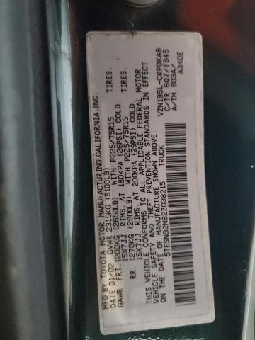 5TESN92N82Z038215 - 2002 TOYOTA TACOMA XTRACAB PRERUNNER Verde foto 13