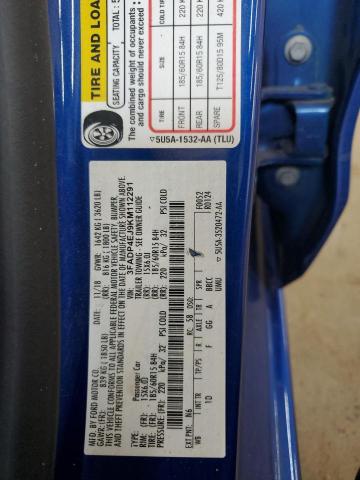 3FADP4EJ9KM112291 - 2019 FORD FIESTA SE 蓝色 照片 12