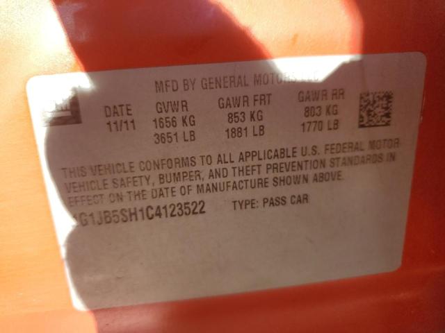 1G1JB5SH1C4123522 - 2012 CHEVROLET SONIC LS ნარინჯისფერი ფოტო 12