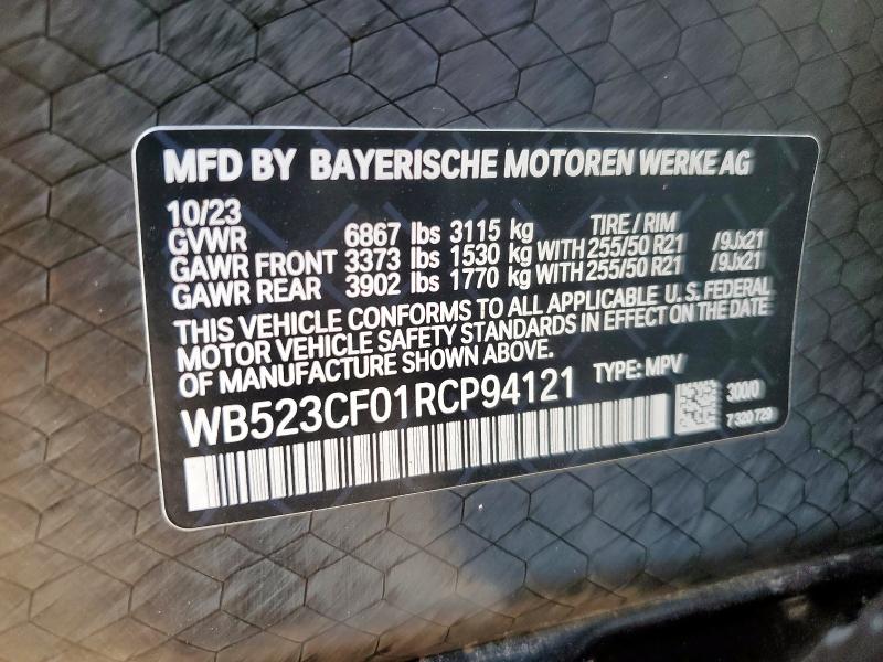 WB523CF01RCP94121 - 2024 BMW IX XDRIVE50 WHITE photo 13