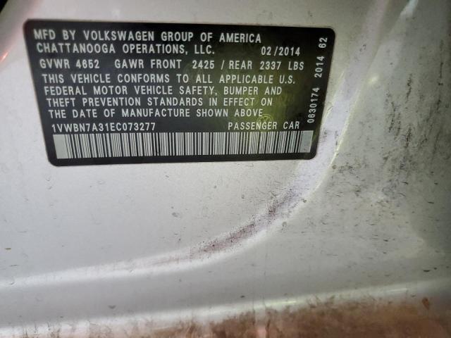 1VWBN7A31EC073277 - 2014 VOLKSWAGEN PASSAT SE 银色 照片 12