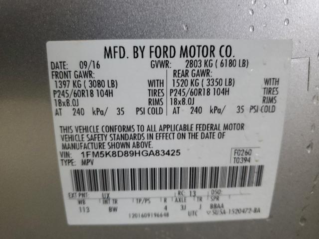 1FM5K8D89HGA83425 - 2017 FORD EXPLORER XLT Gümüş foto 14