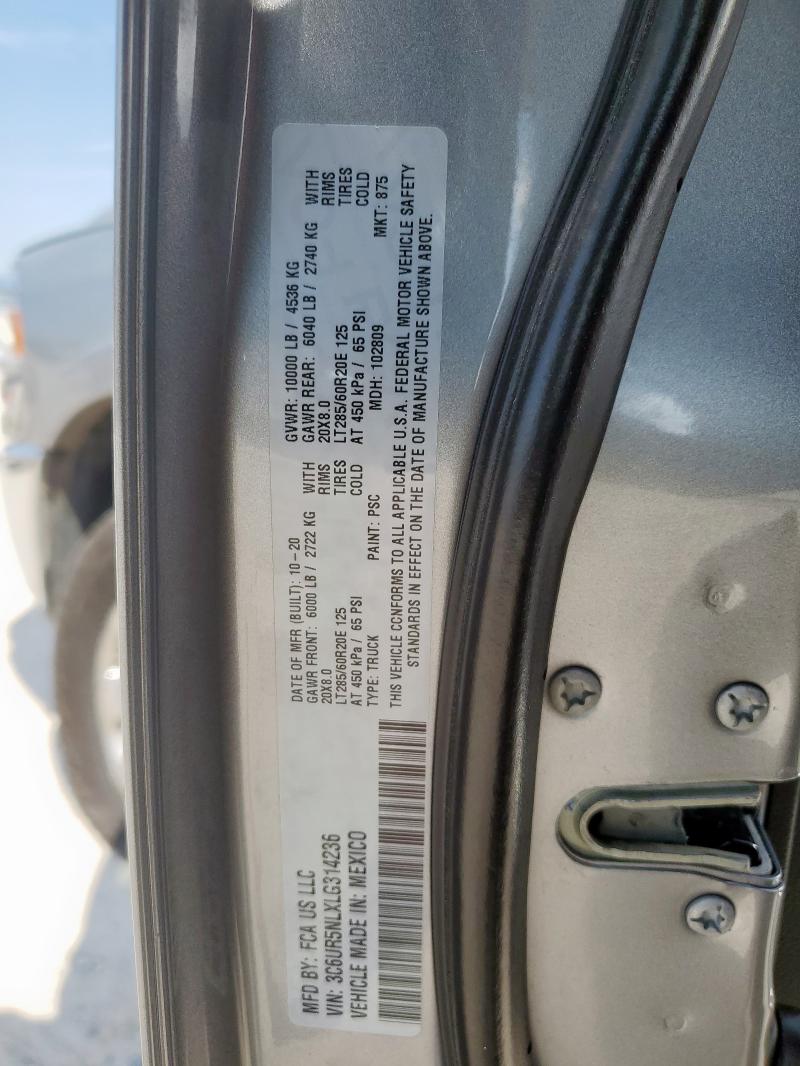 3C6UR5NLXLG314236 - 2020 RAM 2500 LARAMIE Boz foto 12