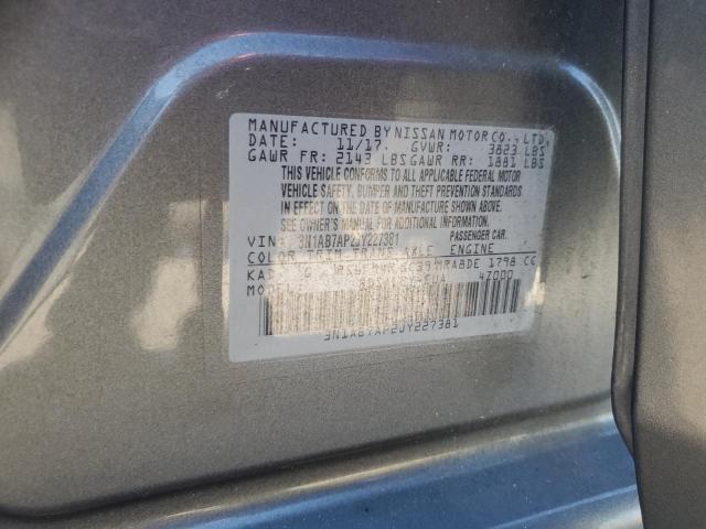 3N1AB7AP2JY227381 - 2018 NISSAN SENTRA S ნაცრისფერი ფოტო 13