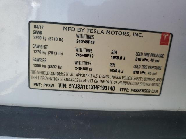 5YJSA1E1XHF193140 - 2017 TESLA MODEL S Ağ foto 13