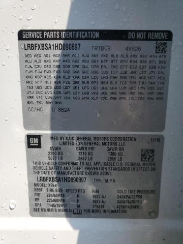 LRBFXBSA1HD090897 - 2017 BUICK ENVISION ESSENCE Սպիտակ լուսանկար 14