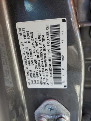 1HGCM56726A171551 - 2006 HONDA ACCORD EX CHARCOAL photo 12