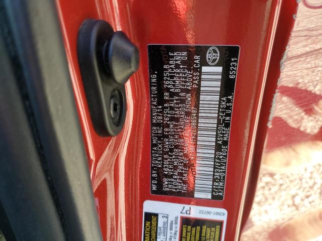 4T1BF1FK2EU865487 - 2014 TOYOTA CAMRY L RED photo 12