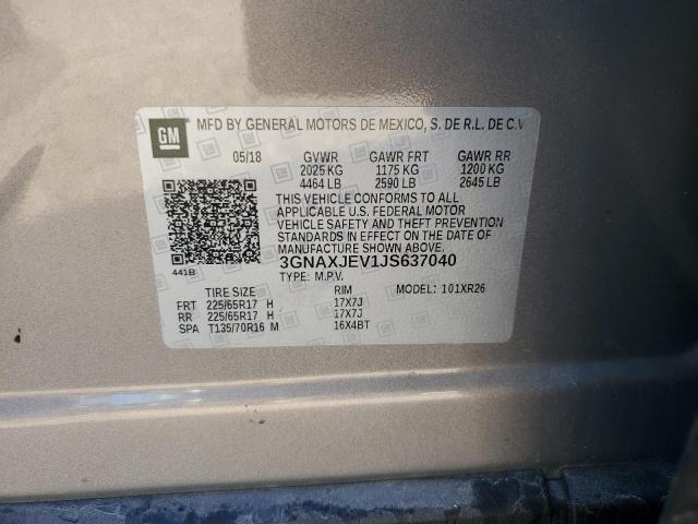 3GNAXJEV1JS637040 - 2018 CHEVROLET EQUINOX LT Bej fotoğraf 13