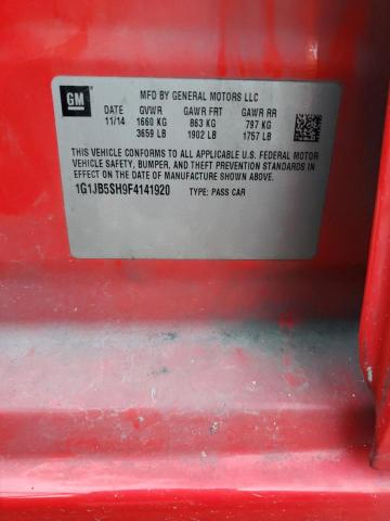 1G1JB5SH9F4141920 - 2015 CHEVROLET SONIC LS RED photo 12