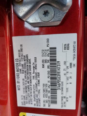 3FA6P0SU3FR147319 - 2015 FORD FUSION TITANIUM PHEV 红色 照片 12