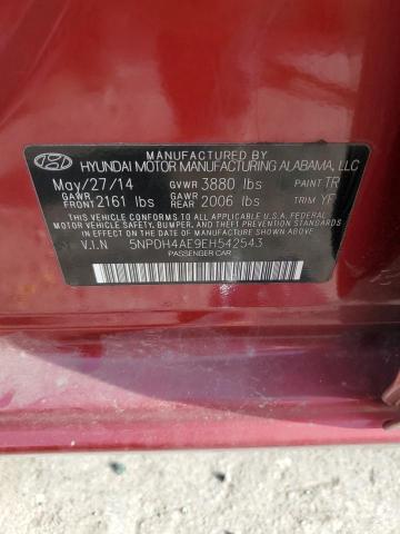 5NPDH4AE9EH542543 - 2014 HYUNDAI ELANTRA SE RED photo 12