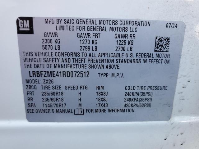 LRBFZME41RD072512 - 2024 BUICK ENVISION PREFERRED WHITE photo 13