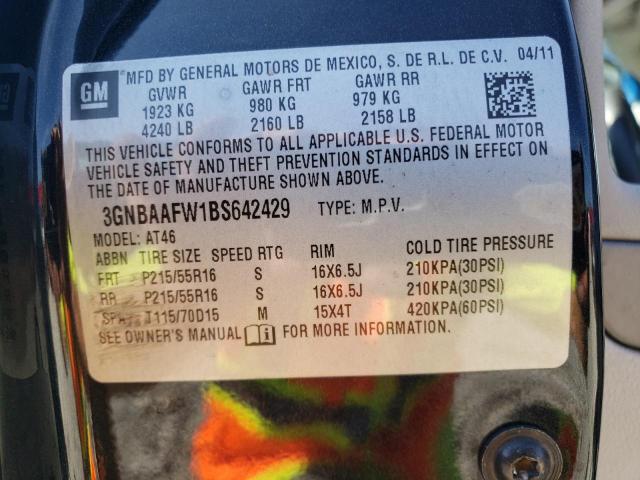 3GNBAAFW1BS642429 - 2011 CHEVROLET HHR LS 黑色 照片 13