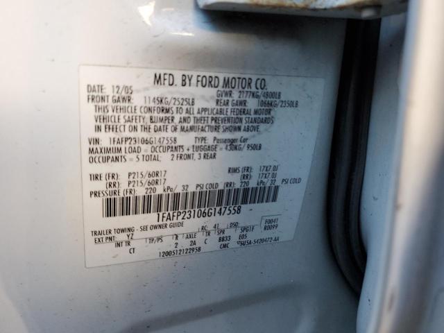 1FAFP23106G147558 - 2006 FORD FIVE HUNDR SE WHITE photo 12